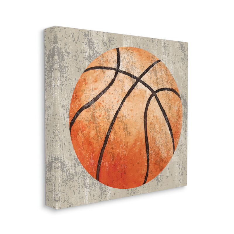 «Rustic Sports Basketball On Canvas» par Kim Allen, reproduction, H 24 po x l 24 po x P 1,5 po
