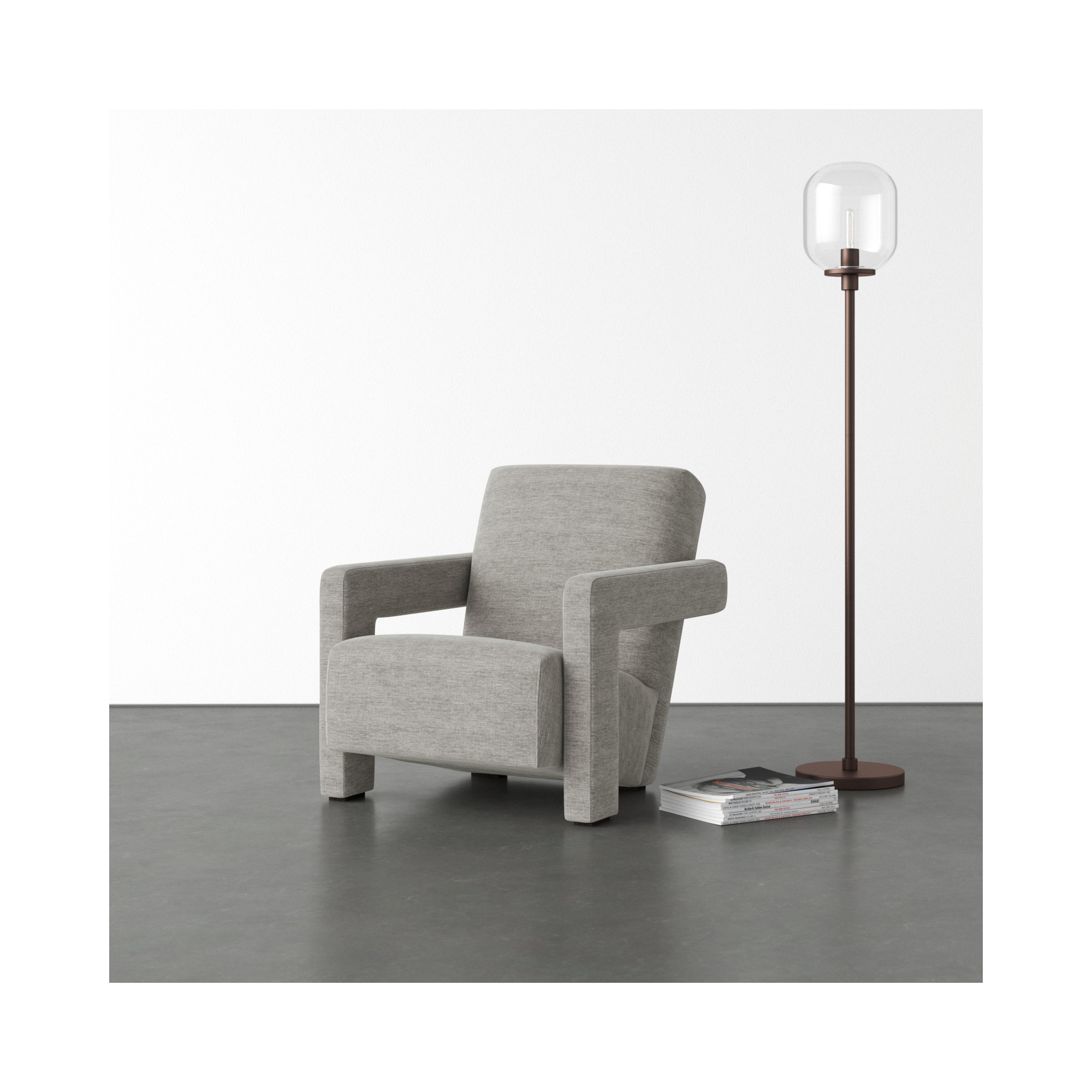 Olsen 27.3" W Velvet Armchair, Gray Velvet