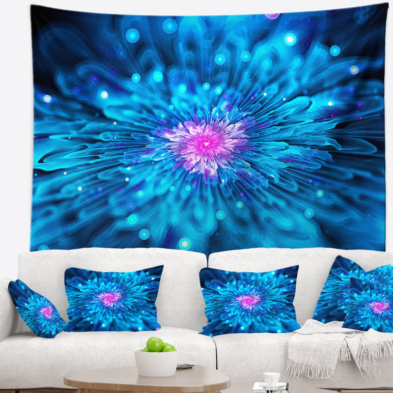Tapisserie fleur florale florale bleu, H 78 po x l 92 po