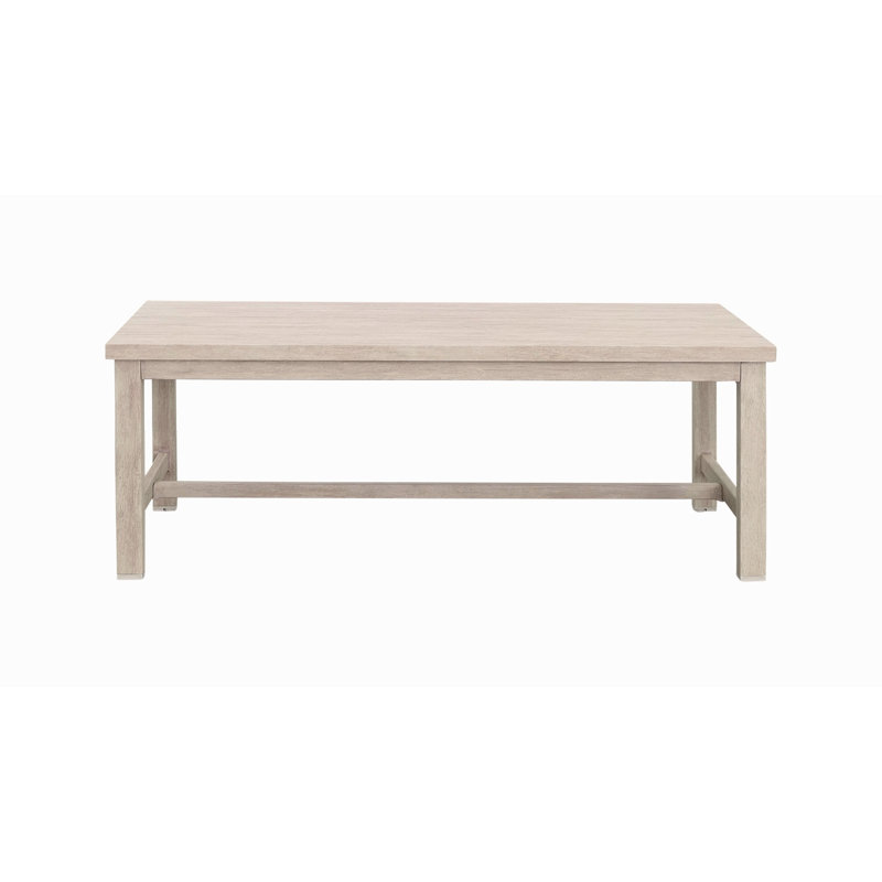 Table basse en aluminium durable - fabrication solide, surface résistante aux intempéries - aspect bouleau blanchi, double bout droit
