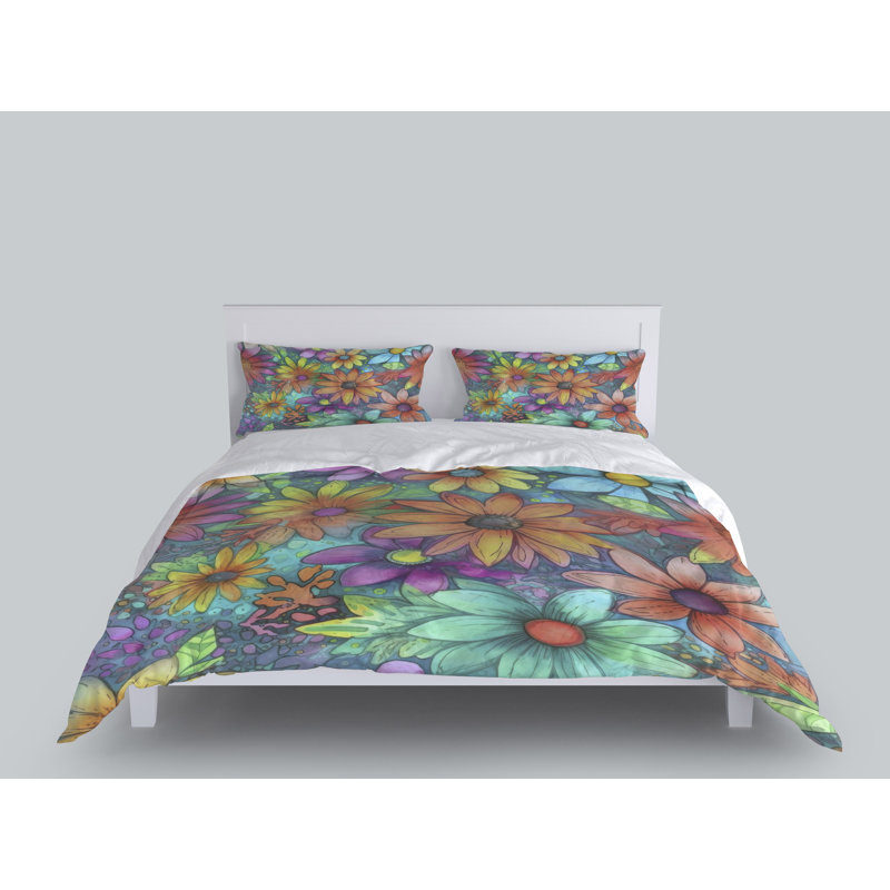 Floral Duvet Cover, King Duvet Cover + 2 King Shams