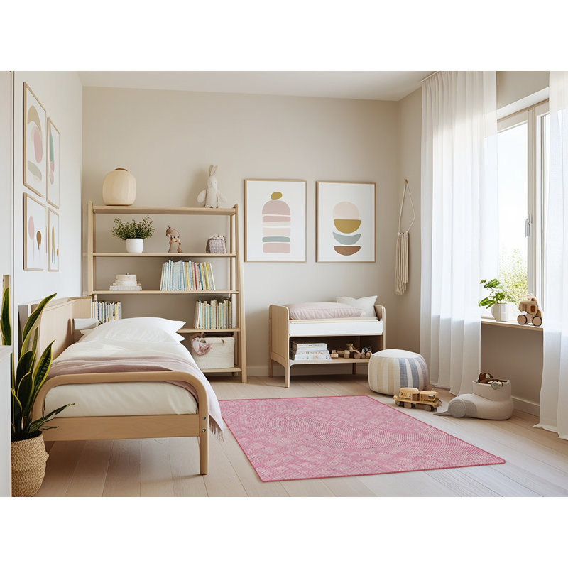 Tapis de zone rose à motif, Rectangle 4 pi x 6 pi
