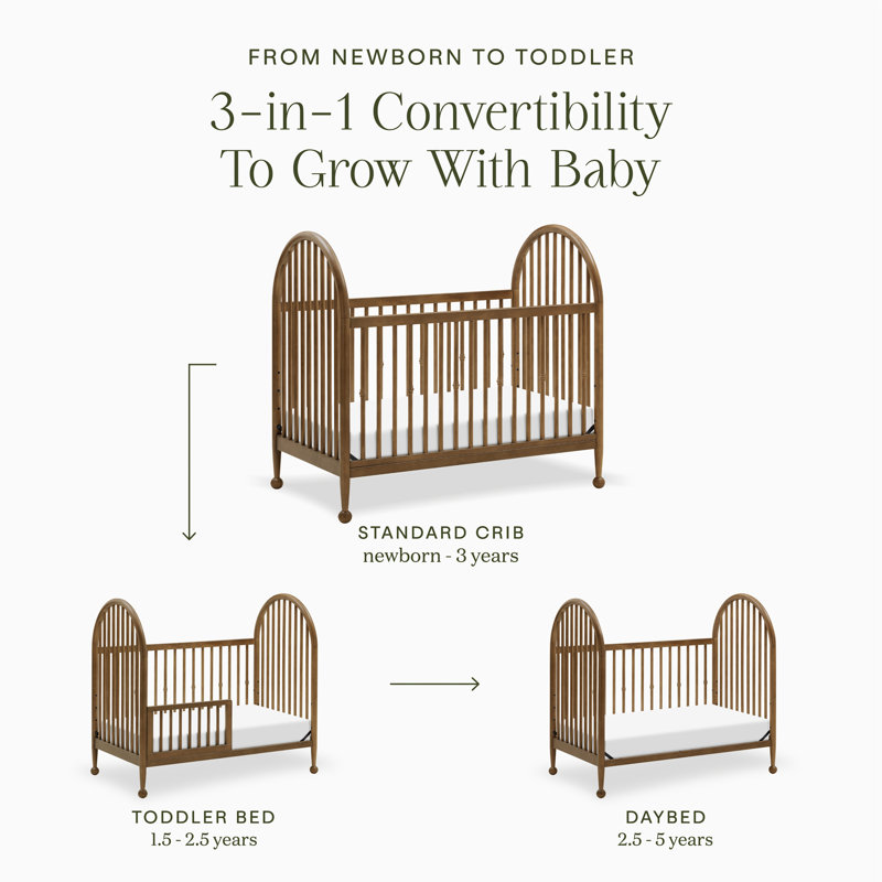 Greenguard Gold Certified 3 -in-1 Convertible Crib, Natural Walnut