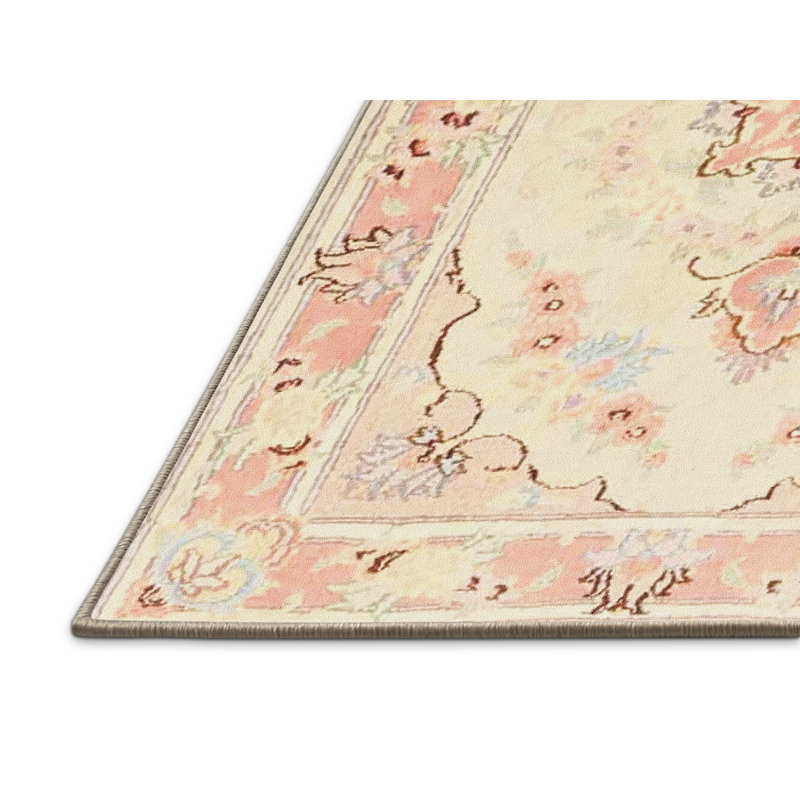 Tapis oriental jaune / rose, Rectangle de 8 pi x 10 pi