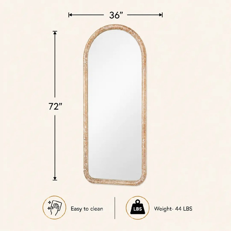 Miroir mural en bois, miroir mural irrégulier à forme libre pour décoration intérieure, 36 po x 72 po