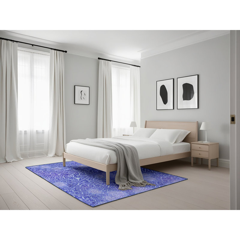 Tapis mauve à motif floral Melifonwu, Rectangle 5 pi x 7 pi