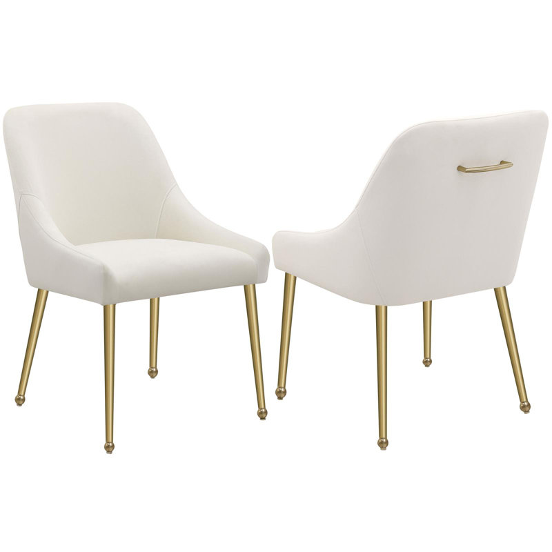 Chaise de salle à manger rembourrée Dineshia, Ivoire, Gold