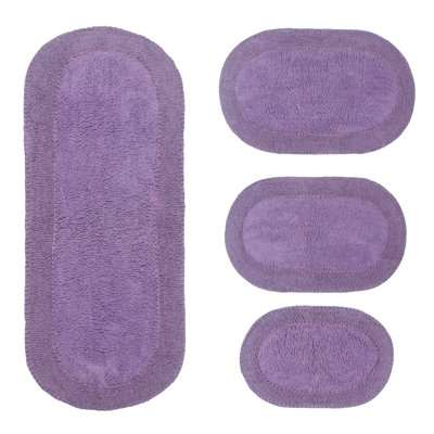 Eveland Runner 100% Cotton Non-Slip 4 Piece Bath Rug Set