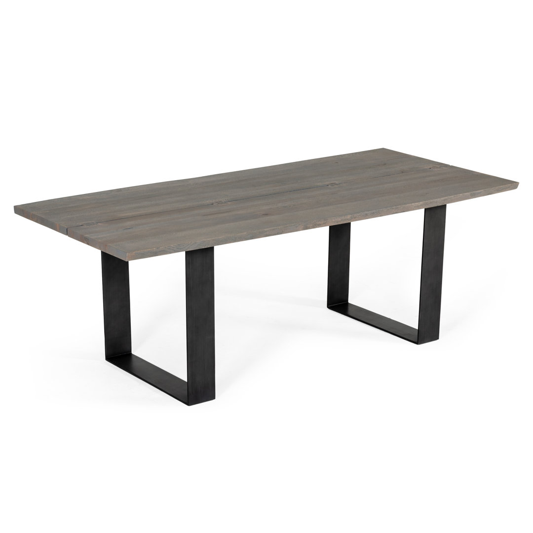 Perry Oak Solid Wood Top Metal Base Dining Table Union Rustic