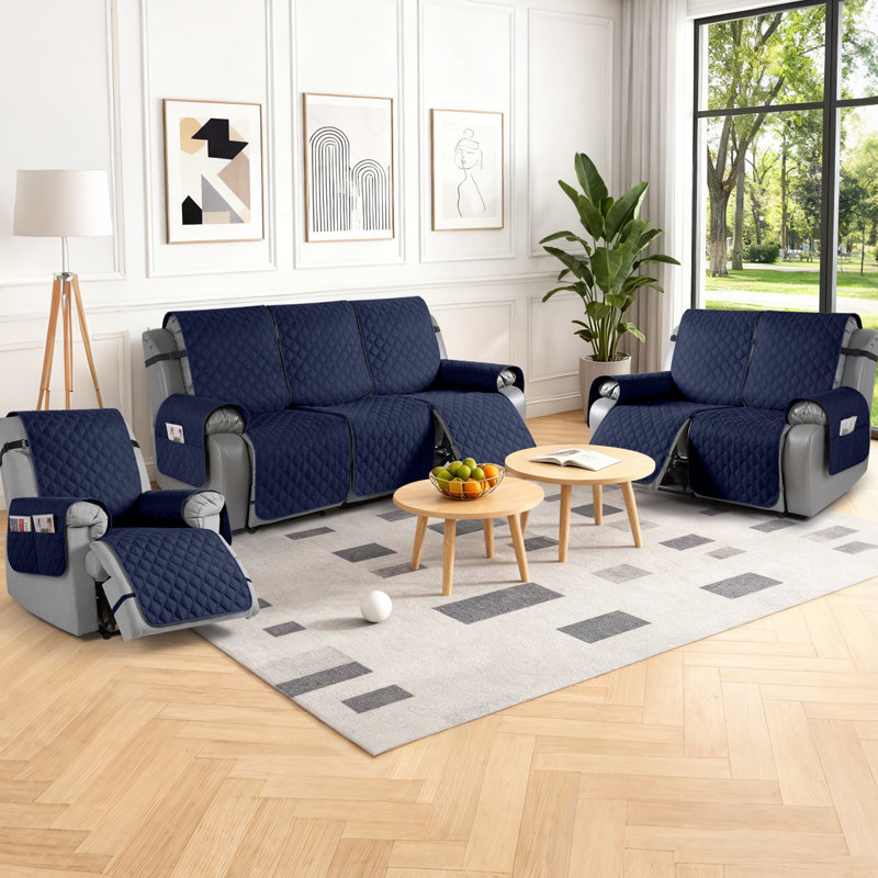Housse pour fauteuil inclinable et imperméable Wildee, 3 Seat, Microfibre bleu foncé