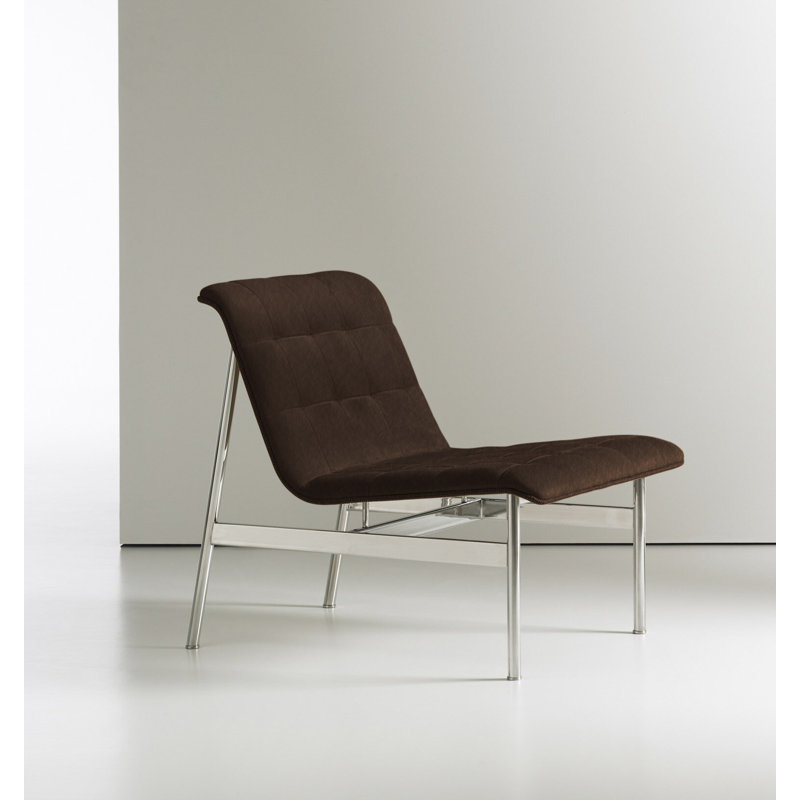 Lounge Chair, Elan Buckskin, Polished Stainless Steel