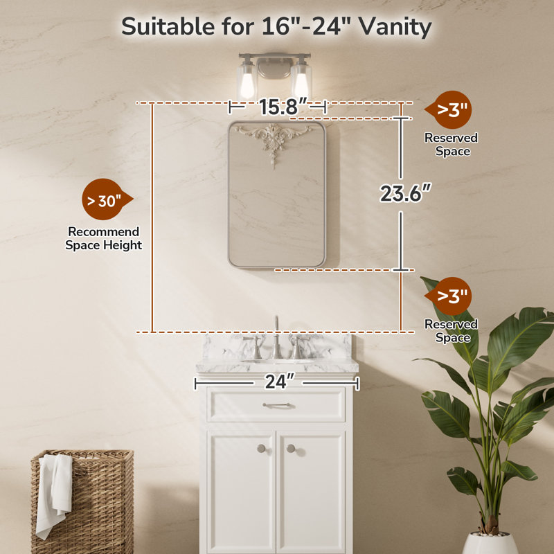 Miroir d'appoint Tyro, Argent, 24 po x 16 po, Rectangulaire