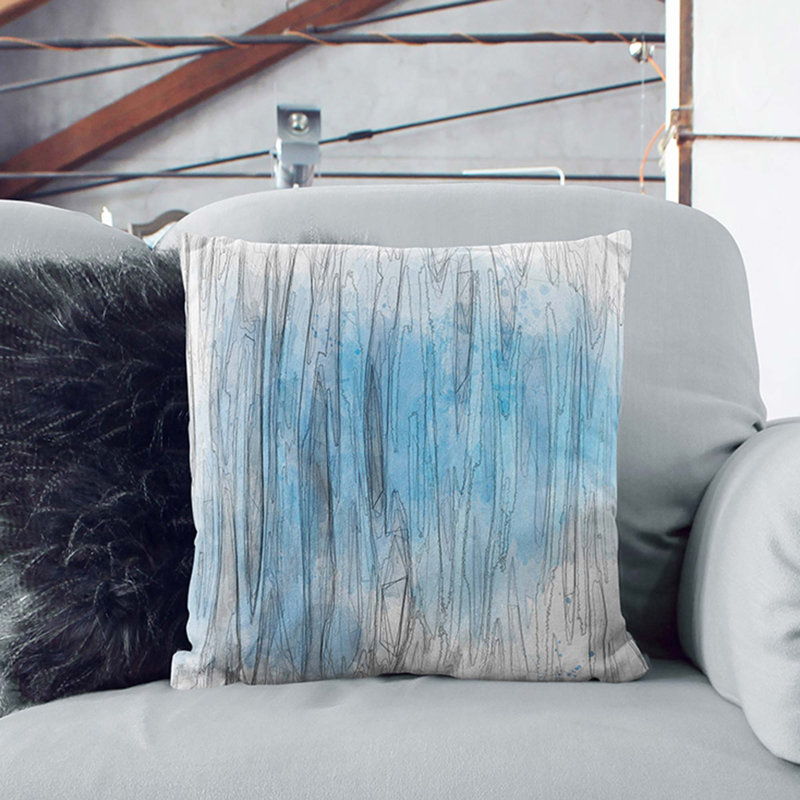 Abstract Square Throw Cushion, 55cm H x 55cm W x 20cm D, White