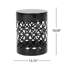 Grande table d'appoint d'extérieur en métal noir avec un style moderne et tendance et des éléments en fer découpé - Structure robuste