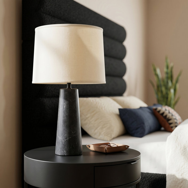Lampe de table Alpharetta, Black, Off White, Marble
