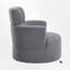 Fauteuil demi-tonneau rembourré et pivotant-1341733564