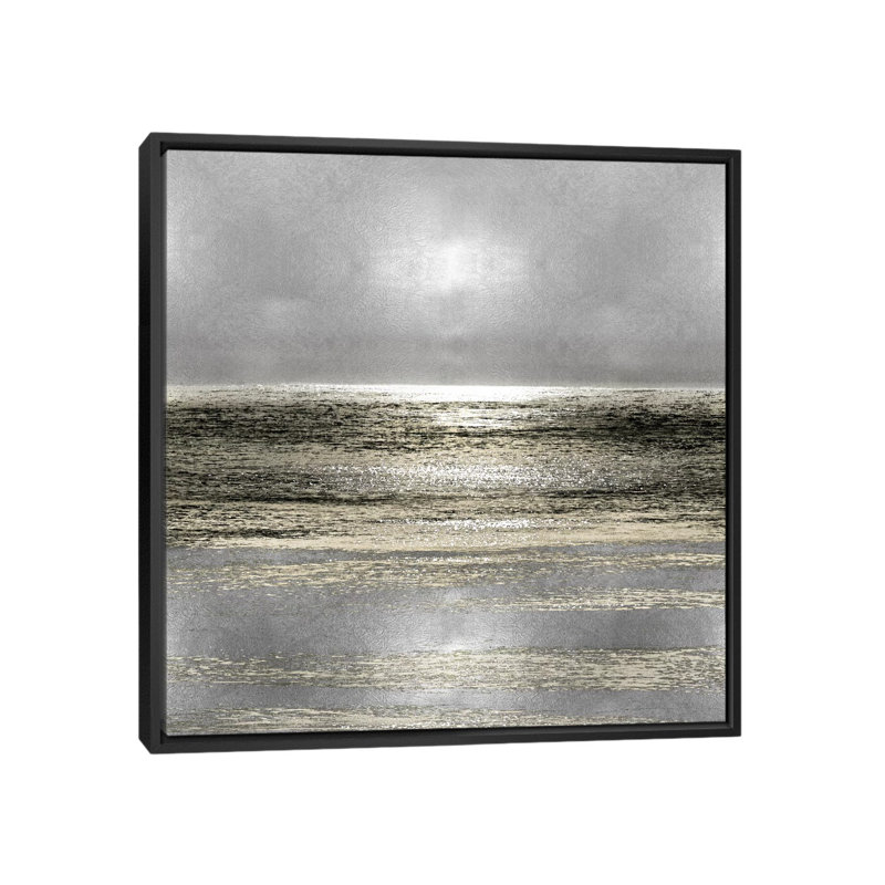 «Silver Seascape I» par Michelle Matthews, impression sur toile tendue, H 37 po x l 37 po x p 1,5 po, Toile avec cadre noir