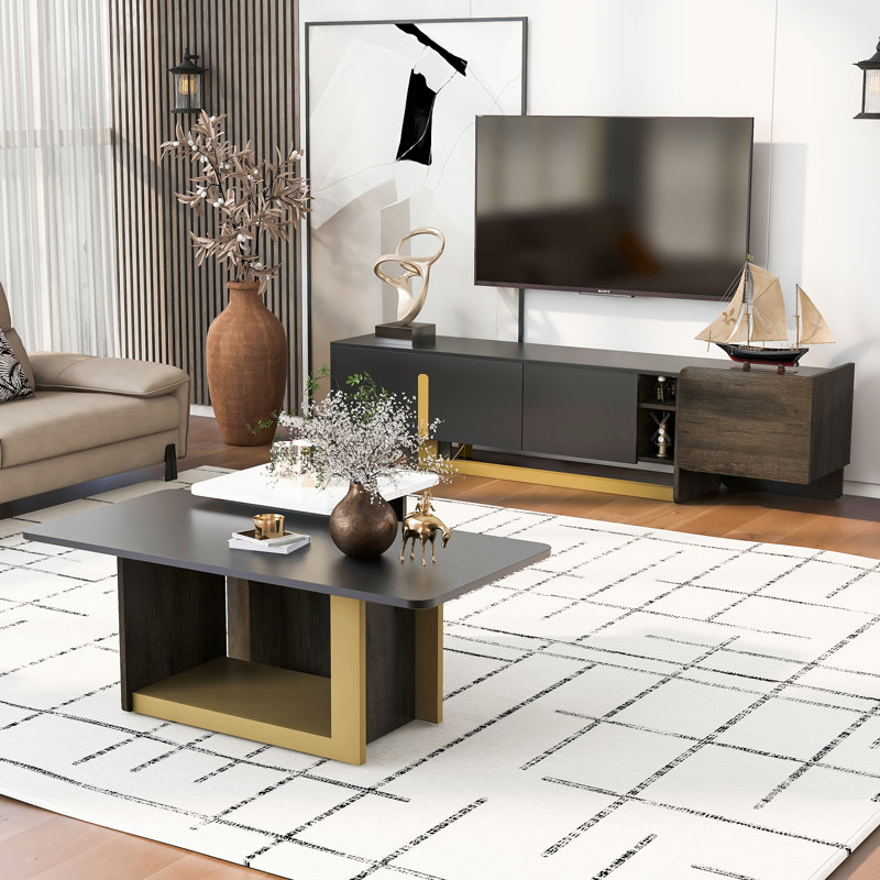 Ensemble de 2 meuble télé et table basse VIBE HAUS, Noir