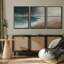 "Teal Blue Coastal Horizon & Minimal Beach Landscape", reproduction d'art sur toile encadrée 3 pièces-650843640-650843646