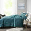 Édredon chic en velours bleu sarcelle pour lit double / grand lit, comprenant un édredon, des taies décoratives et un ensemble de literie, 2 taies décoratives, 1 coussin, lavable à la machine-120953701-120953702