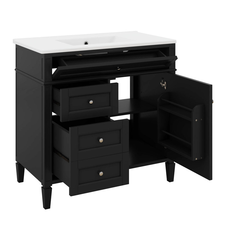 Meuble-lavabo simple 36 po avec meuble-lavabo 36 po avec lavabo 36 po et 2 tiroirs, Noir