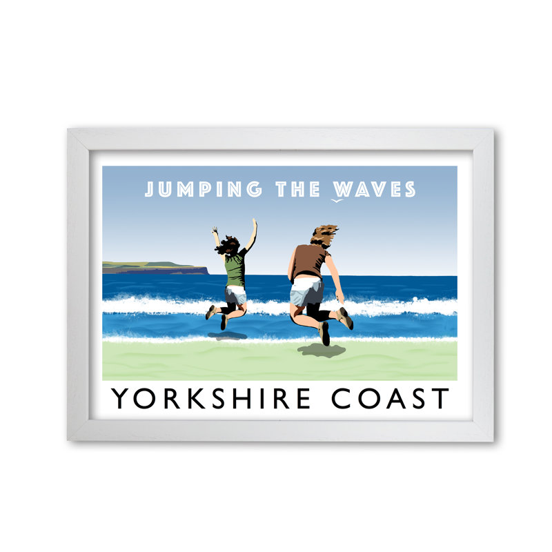 Jumping The Waves Yorkshire Coast by Richard O'Neill - Single Picture Frame Print, White, 594 cm H x 814 cm W