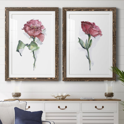 Watercolor Floral Contour I Premium encadré mat - prêt à être accroché