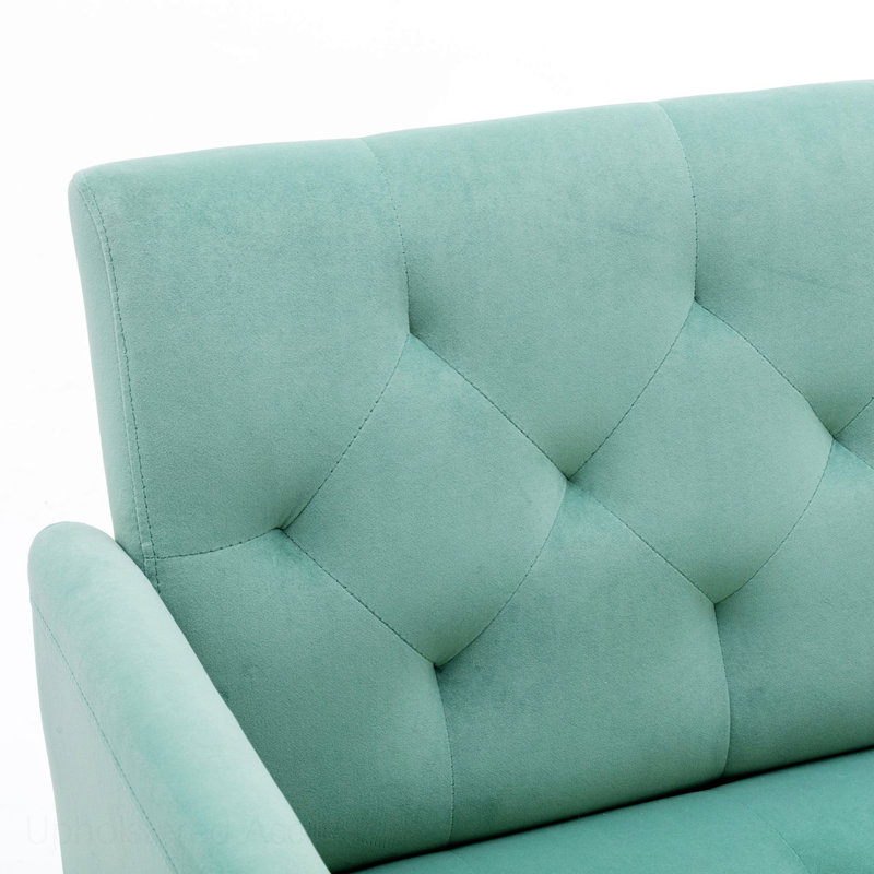 Fauteuil en velours touffeté de 78,994 cm de large Jaunius, Velours vert menthe