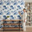 Papier peint floral amovible fond blanc