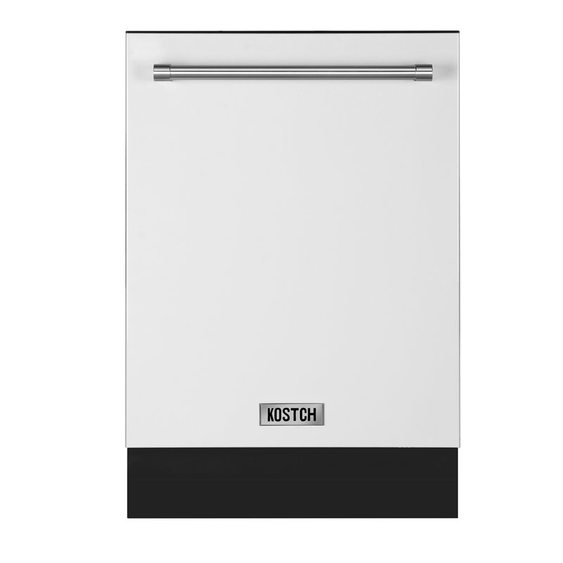 KOSTCH 24 Inch Top Control Built-in Dishwasher with Third Rack, 15 Place Settings Energy Star Certified, 45-dBA, White, White