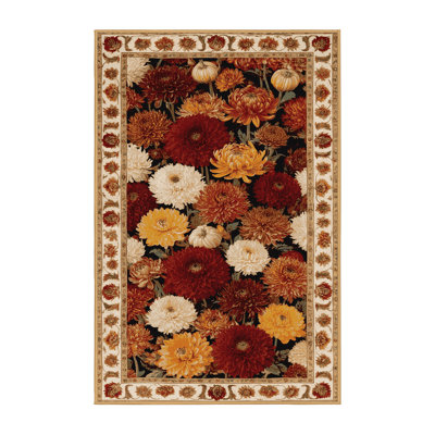 Tapis botanique brun lavable à la machine