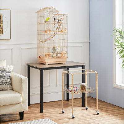 Furr 62.4'' Iron Pointed Top Floor Bird Cage with Wheels