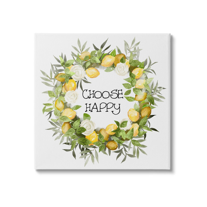 Couronne de roses choisies, "Happy Choisissez", par Ziwei Li - impression, H 17 po x l 17 po x P 1,5 po, Toile tendue