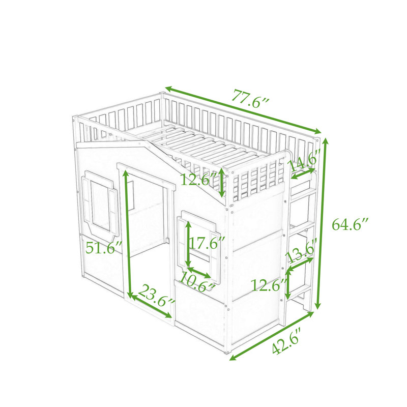 Lit mezzanine avec échelle Arletta Wood House par Harper Orchard, Gris, Simple