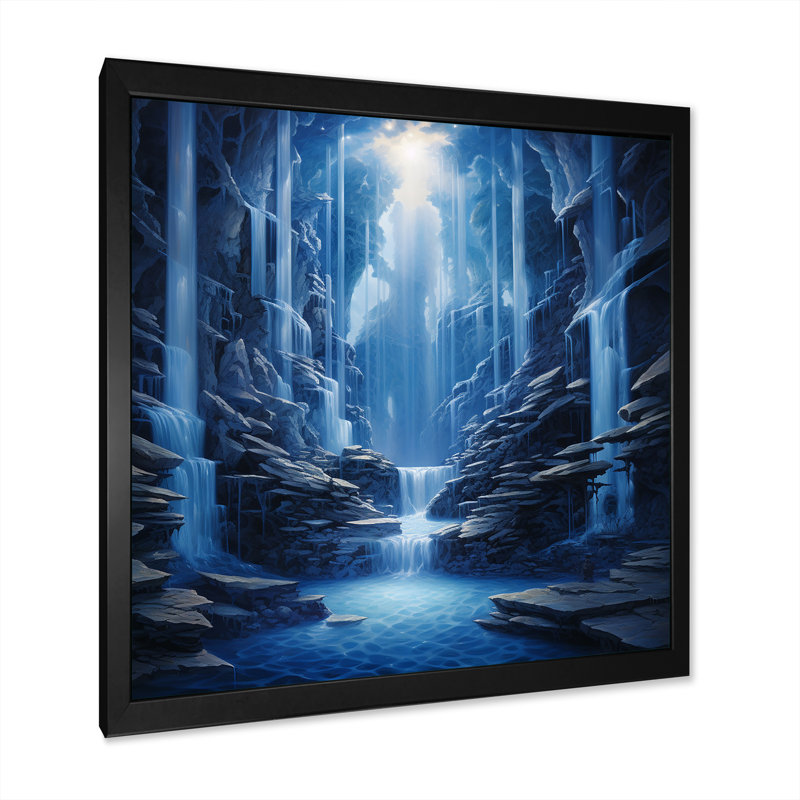 Fantaisie, cascades gravitationnelles - art mural cascade, Cadre simple noir, H 36 po x l 36 po x P 1,5 po