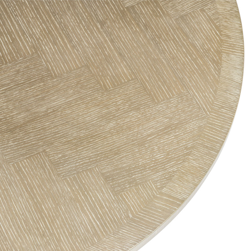 Melchior Round Metal Base Dining Table, Brass/Oak