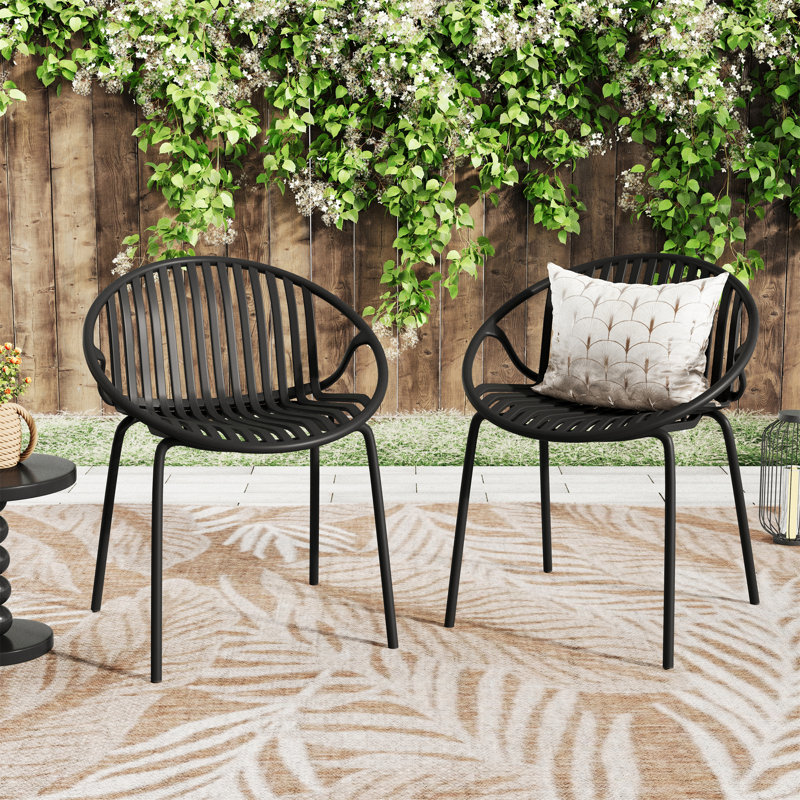 Chaises de salle à manger de patio, Noir