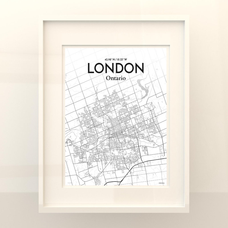 London Ontario City Map In Tones - No Frame Print, 20cm H x 16cm W x 0.05cm D