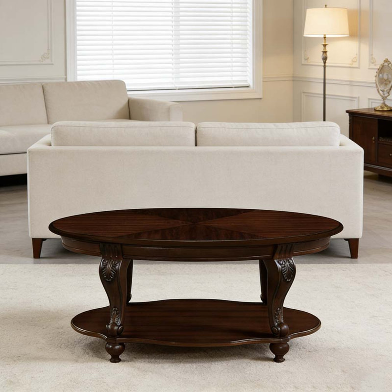 42' oval wood coffee table for Living Room, Cerisier