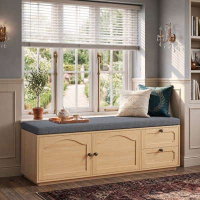59" Storage Bench with Drawer & 2-Tier Shoe Cabinet