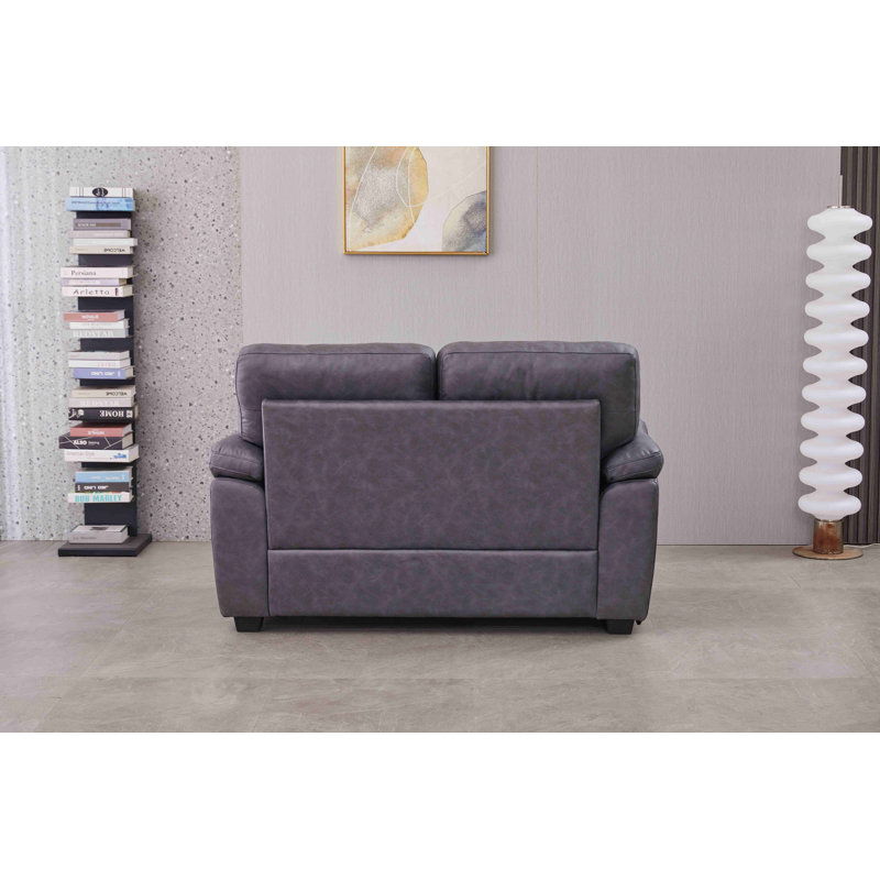 Causeuse en similicuir de 58,7 po de largeur, Gris foncé