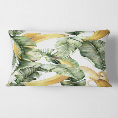 Ripe Bananas with Leaves Rectangular Pillow Cover & Insert
