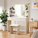 Baidy Vanity Set with Lighted Mirror and Stool