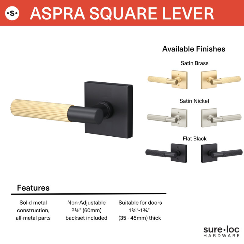 Aspra Square Passage Rosette, Smooth Grip, Flat Black
