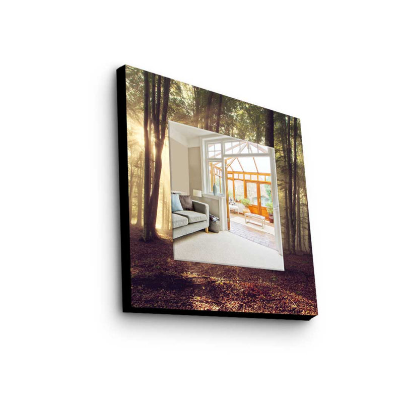 Elegant Decorative Mirror with 100% Pine Wood Frame, 19.7 x 19.7 inches | Real Glass Mirror (Thickness: 0.2 inches) | Stylish Fabric Painting | Perfect for Home Decor & Entryway Accent, Durable and Chic Design