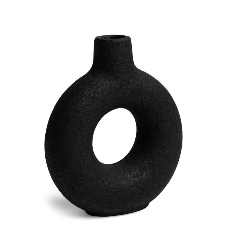 Villa Moda Oona Decorative Modern Ring Vase, Black, 9.1" H x 2.6" W x 7.9" D