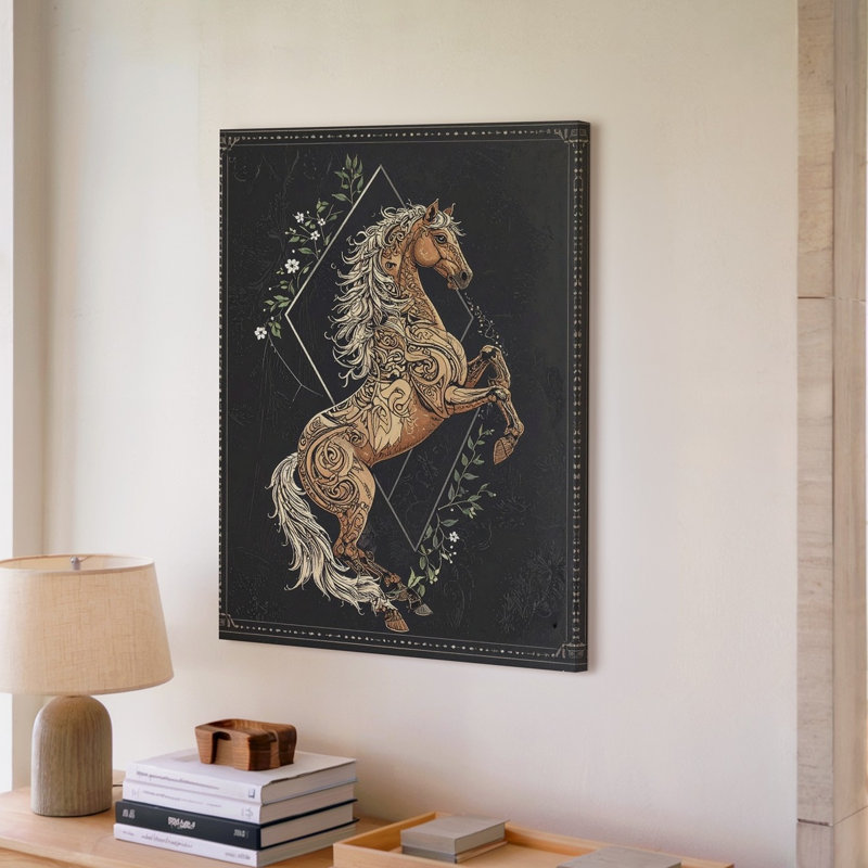 Art mural, esprit tribal, cheval, H 9 po x l 12 po