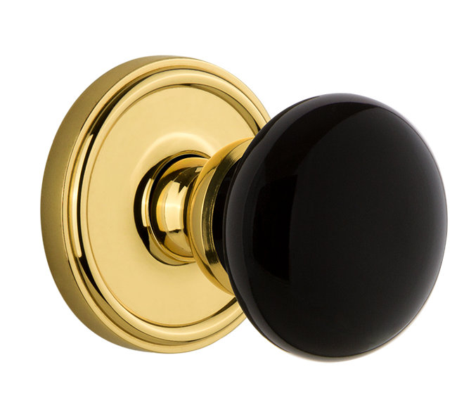 Rosette Grandeur Georgetown avec bouton de porte Coventry, 2-3/4", Laiton poli