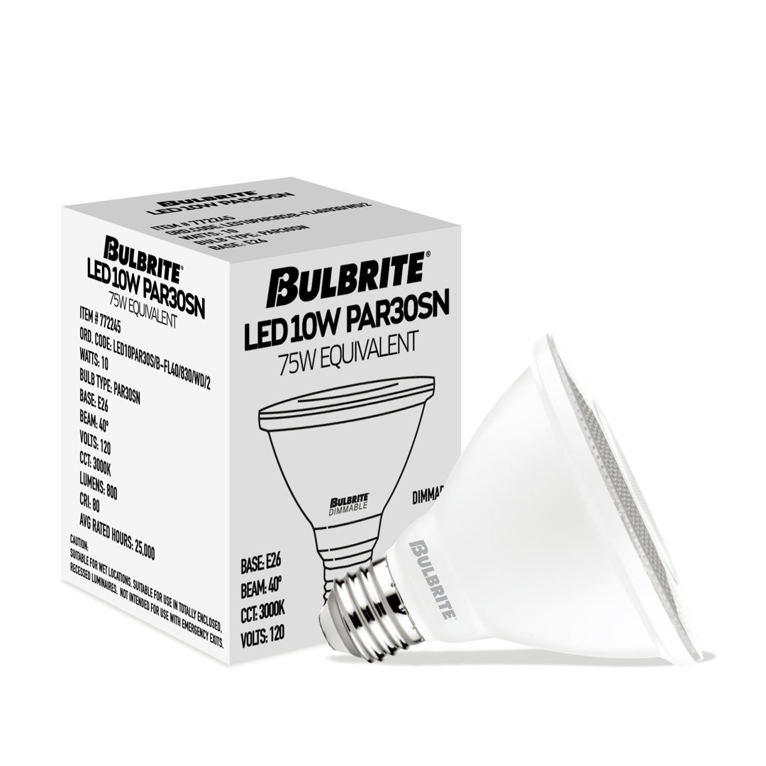 10 Watt (75 Watt Equivalent), PAR30 LED, Dimmable Light Bulb, E26/Medium (Standard) Base (Set of 4) Bulbrite Industries
