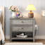 Ensemble de commode pour chambre 2 pièces - commode 9 tiroirs et table de chevet 2 tiroirs l 26,7 "avec station de charge et tablette ouverte, gris délavé